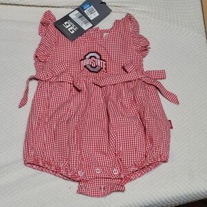 Garbs Ohio State Buckeyes Red Gingham Baby Romper 3M infant nwt football jumper